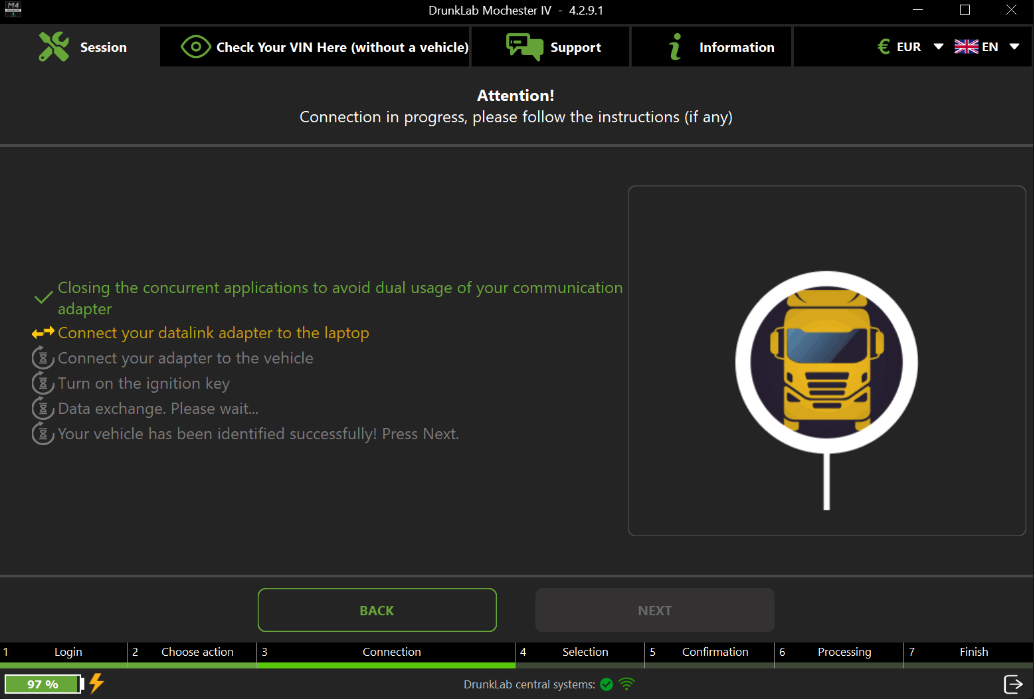 Connection screen of the Mochester App