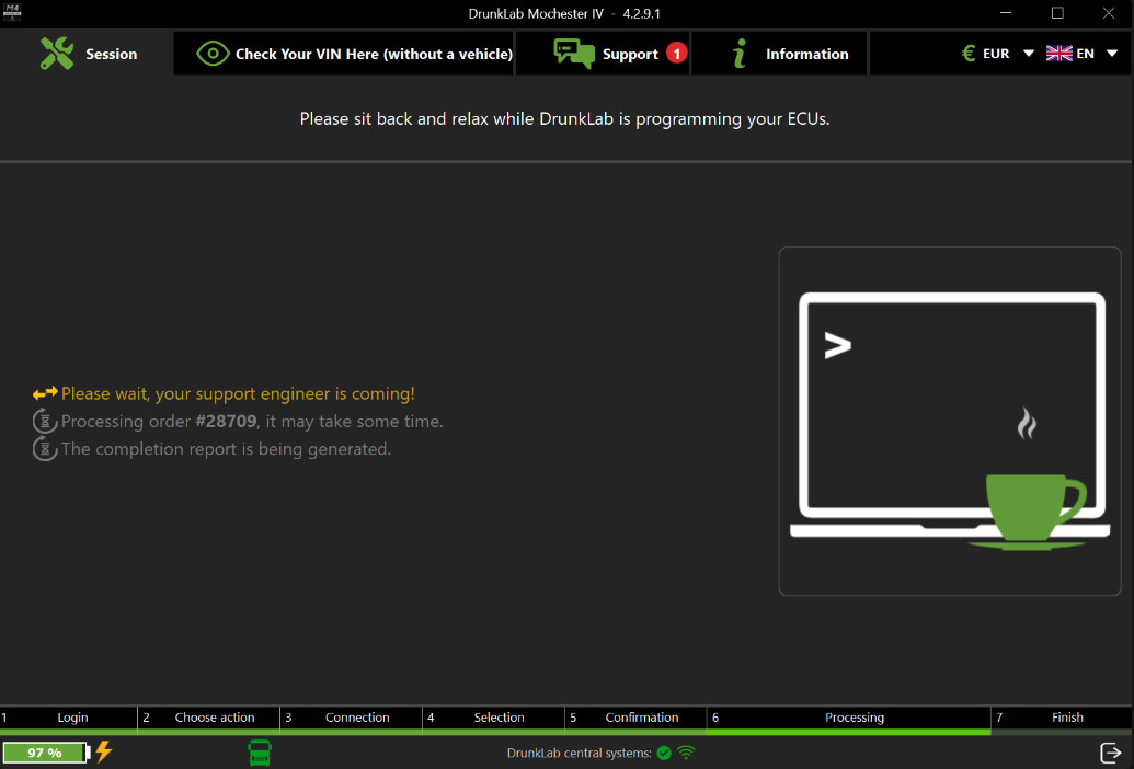 Awaiting support engineer approval for service plan in the Mochester App